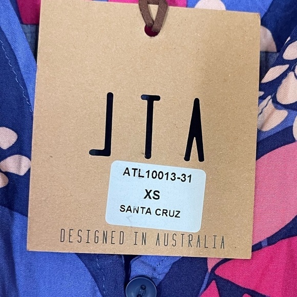 NWT ABEL THE LABEL Anthro Purple Floral Santa Cruz Short Sleeve Midi Dress XS - Picture 9 of 10